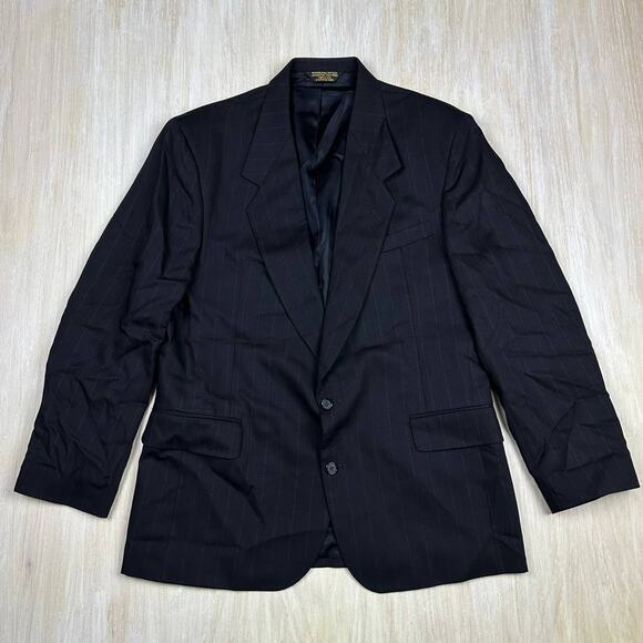 Bachrach Pinstripe 100% Worsted Wool 3 Button Men's Business Blazer Jacket 44L - Picture 1 of 13